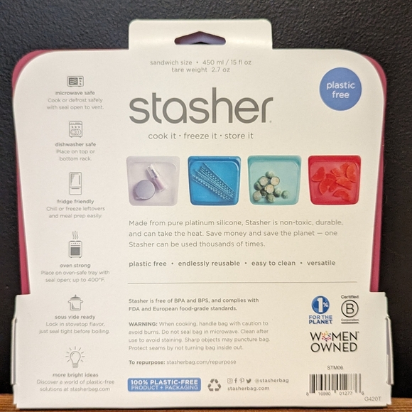Stasher Reusable Silicone Sandwich Bag - Picture 2 of 2